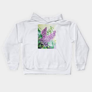 Watercolour lilacs painting Kids Hoodie